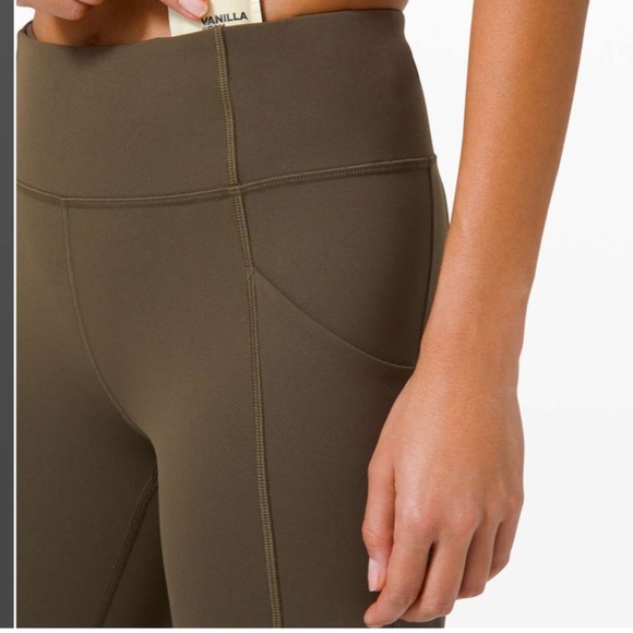 Lululemon olive green Time to Sweat crop leggings tights reflective 23” 8 - Picture 5 of 10